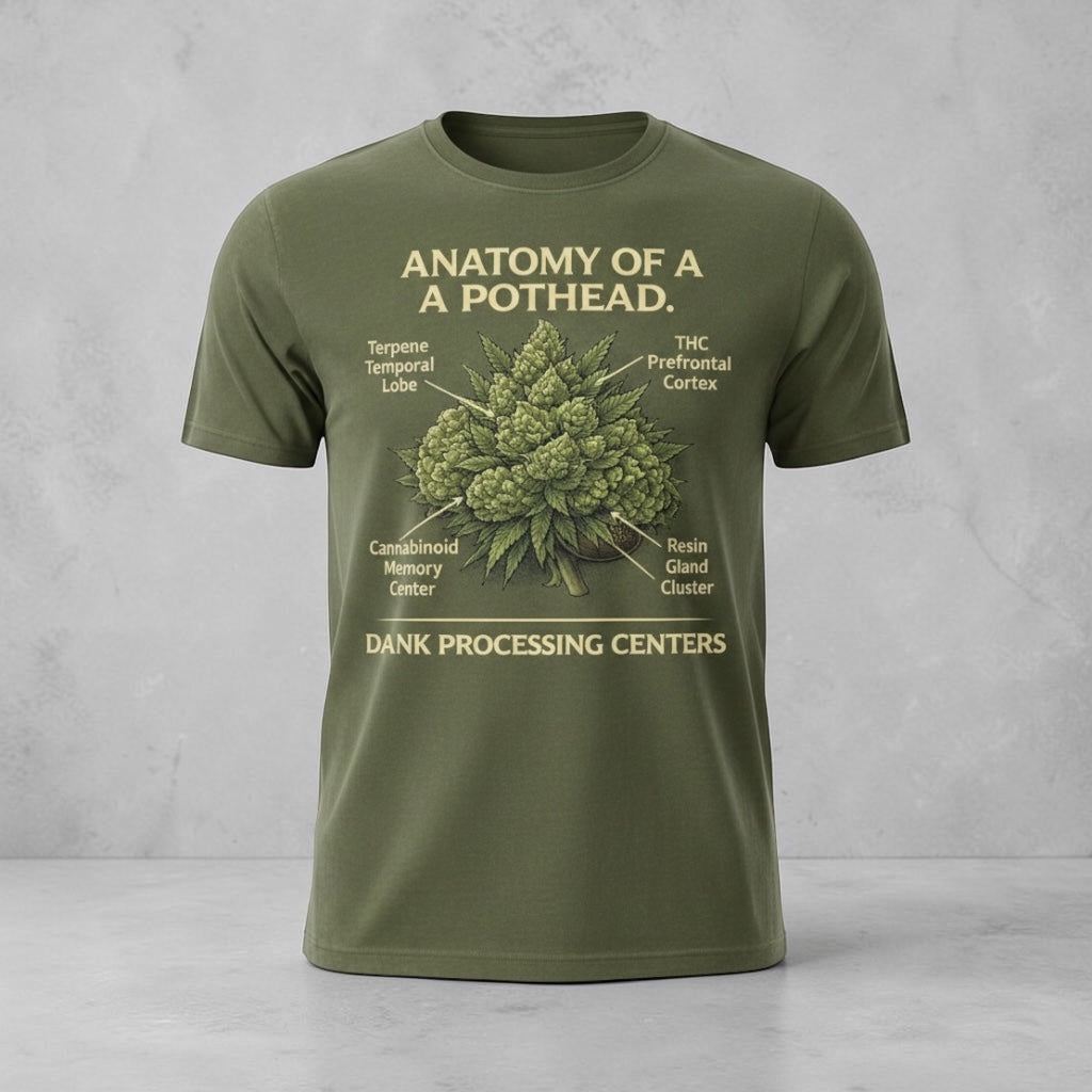 Anatomy of a Pothead T-Shirt | Funny Cannabis Graphic Tee | Detailed Stoner Design | Unique Weed Shirt