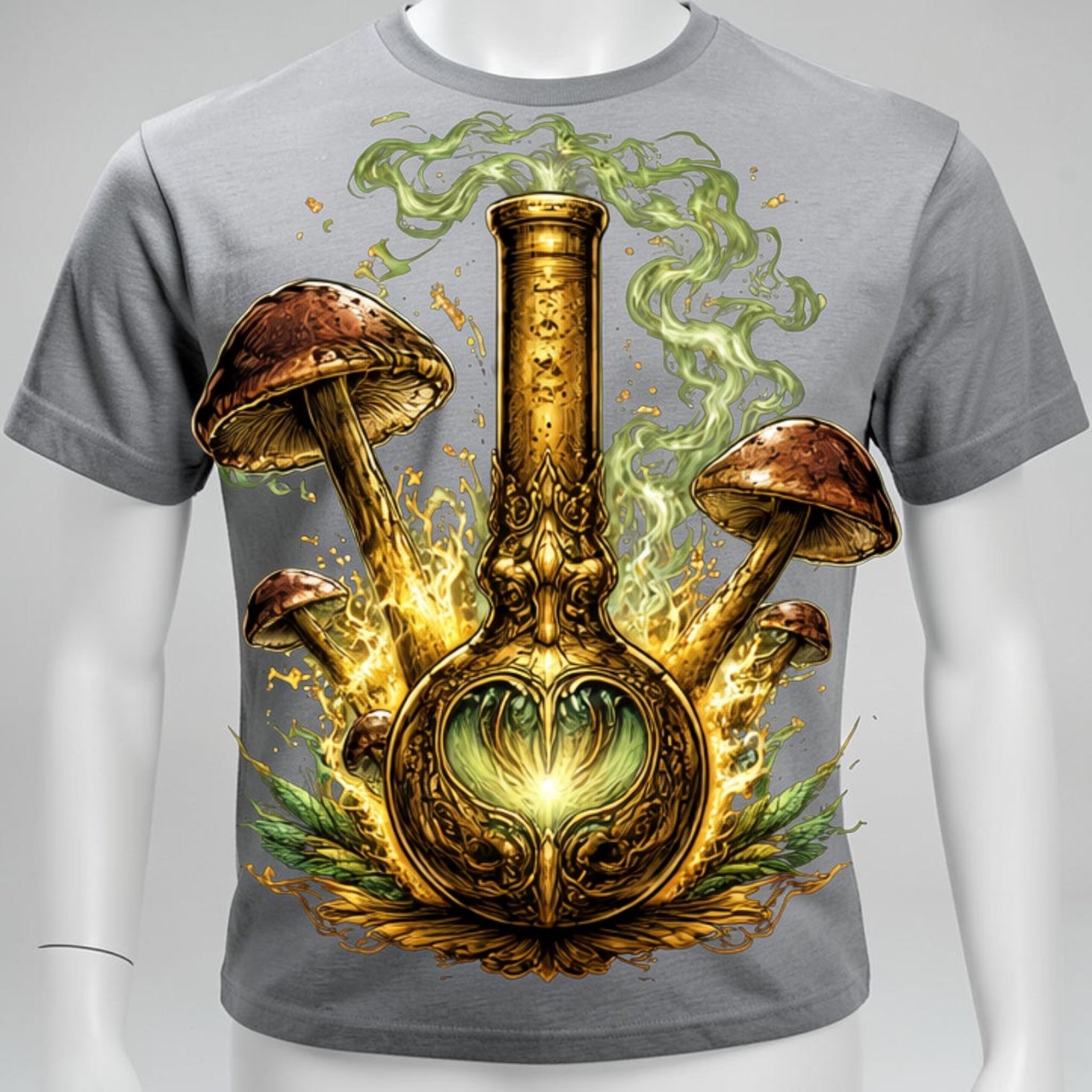Mushroom Bong T-Shirt | Psychedelic Graphic Tee | Trippy Cannabis Shirt | Festival Streetwear