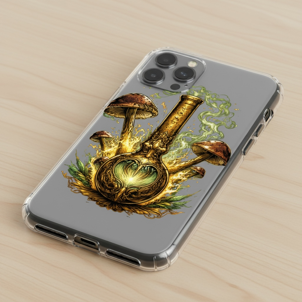 Mushroom Bong Phone Case | Psychedelic Weed Design | Trippy iPhone Case | Cannabis Art Cover